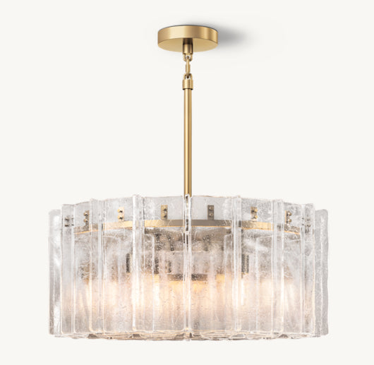 LATTICE CLEAR GLASS ROUND CHANDELIER 37"