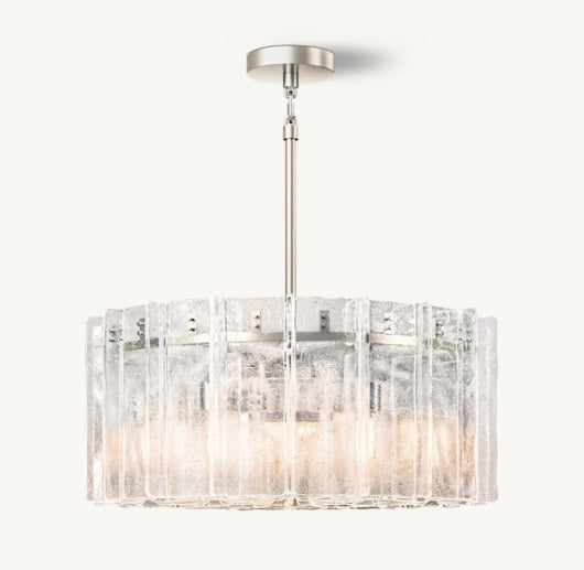 LATTICE CLEAR GLASS ROUND CHANDELIER 37"