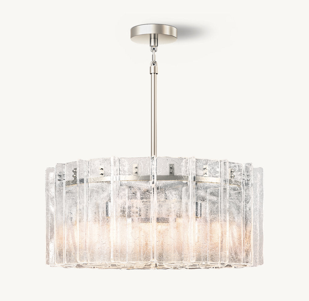 LATTICE CLEAR GLASS ROUND CHANDELIER 37"