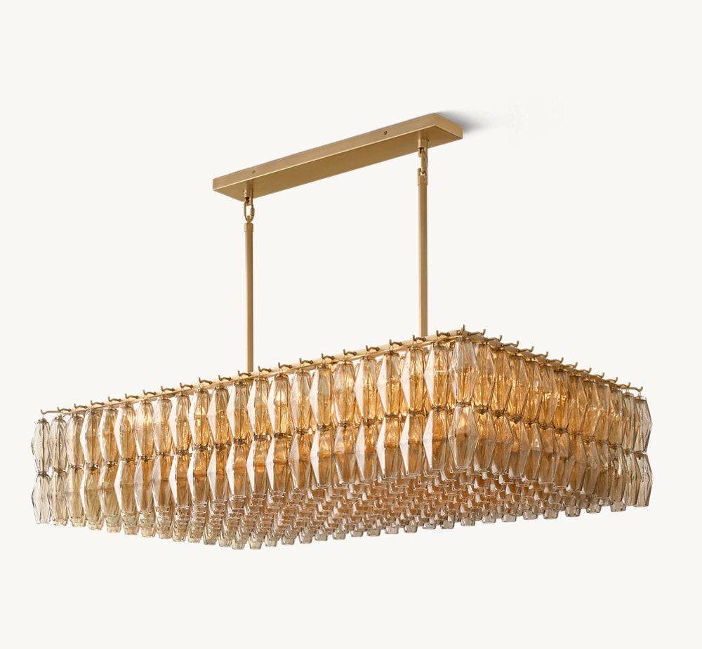 CHIARA SMOKE GLASS RECTANGULAR CHANDELIER 54"