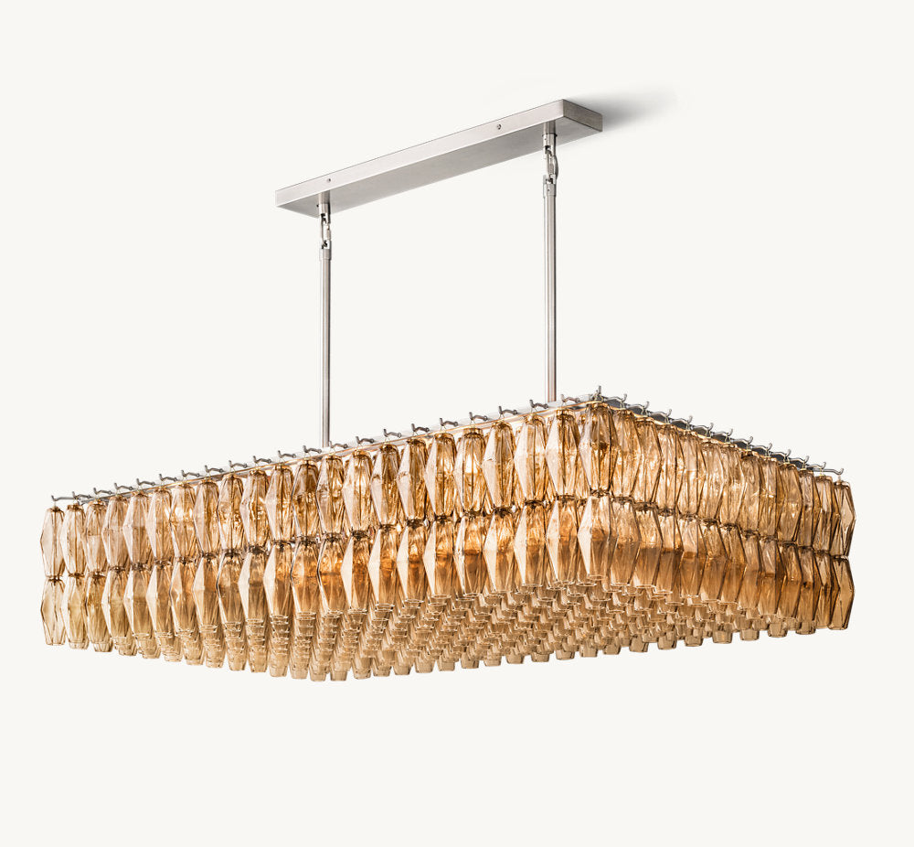 CHIARA SMOKE GLASS RECTANGULAR CHANDELIER 54"