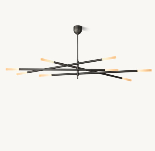ROUSSEAU 8-LIGHT MOBILE ETCHED ROD CHANDELIER