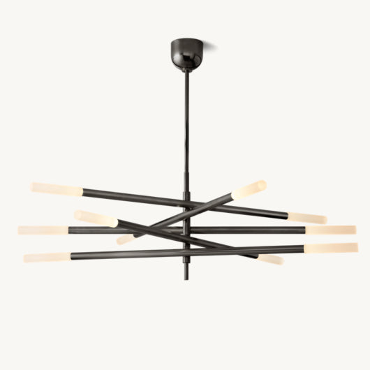 ROUSSEAU 10-LIGHT MOBILE ETCHED ROD CHANDELIER