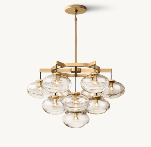 CABRETTE CLEAR GLASS ROUND CHANDELIER 36"
