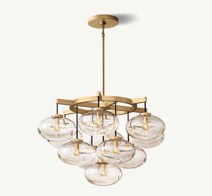 CABRETTE CLEAR GLASS ROUND CHANDELIER 36"