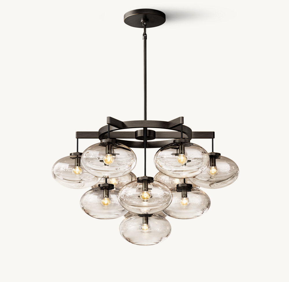CABRETTE CLEAR GLASS ROUND CHANDELIER 36"