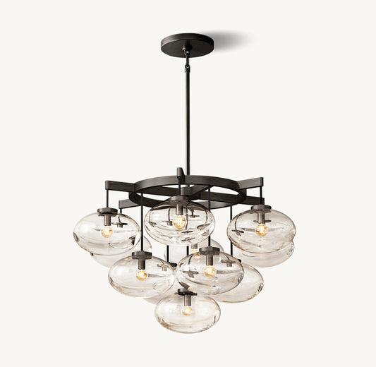 CABRETTE CLEAR GLASS ROUND CHANDELIER 36"