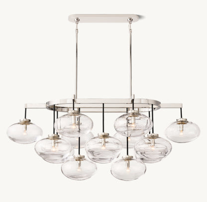 CABRETTE CLEAR GLASS LINEAR CHANDELIER 54"