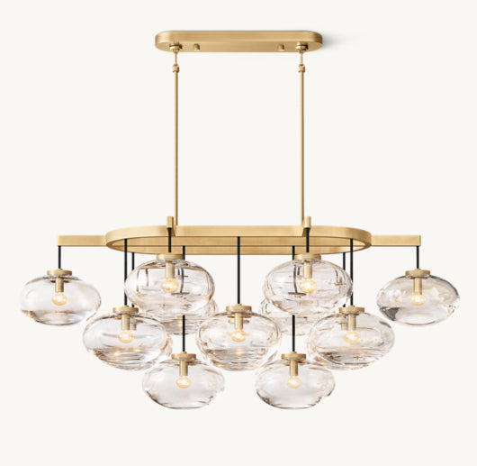 CABRETTE CLEAR GLASS LINEAR CHANDELIER 54"