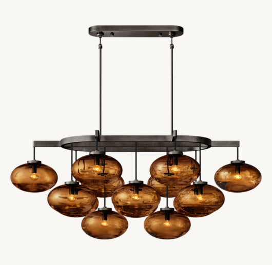 CABRETTE AMBER GLASS LINEAR CHANDELIER 54"