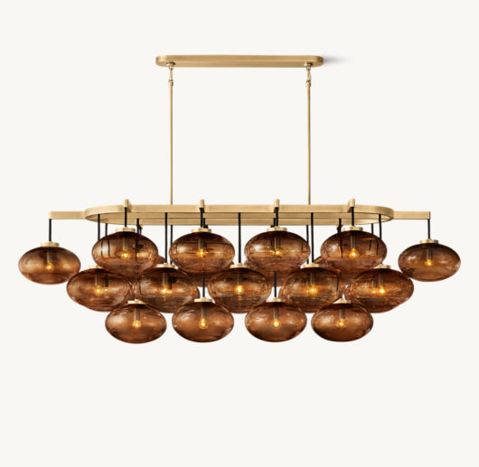 CABRETTE AMBER GLASS LINEAR CHANDELIER 72"