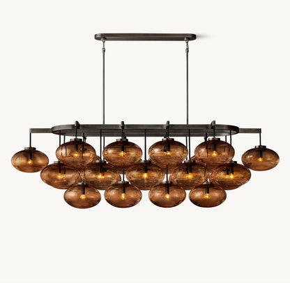 CABRETTE AMBER GLASS LINEAR CHANDELIER 72"