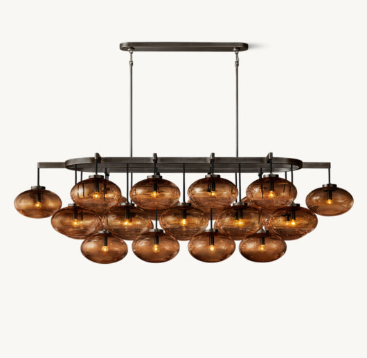 CABRETTE AMBER GLASS LINEAR CHANDELIER 72"