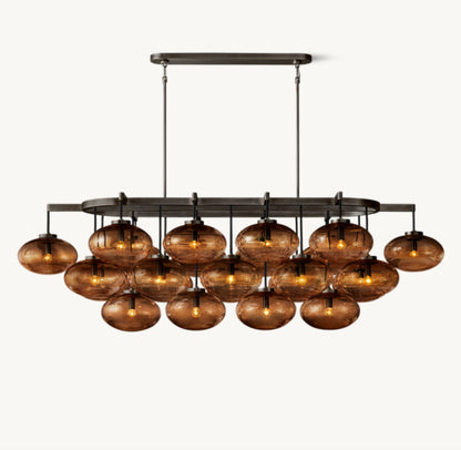 CABRETTE AMBER GLASS LINEAR CHANDELIER 72"