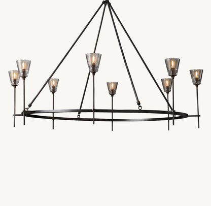 TORCHE DE VERRE ROUND CHANDELIER 58"