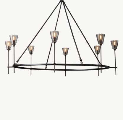 TORCHE DE VERRE ROUND CHANDELIER 58"