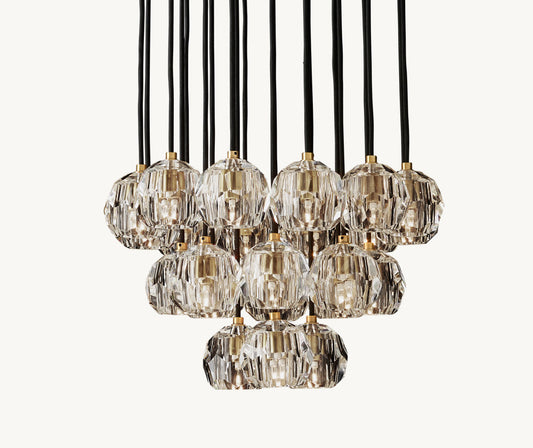 BOULE DE CRISTAL CLEAR GLASS ROUND CLUSTER CHANDELIER 24"